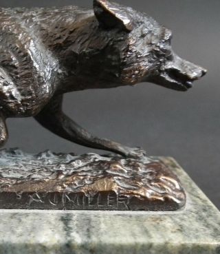 Antique Cast Bronze Sculpture / Figure Of A Fox By A.  J.  Miller