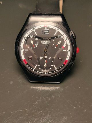 Vintage Swatch Ag 2005 Thin Chrono Watch,  Runs Battery Sharp