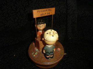 Vintage 1968 Peanuts Charlie Brown / Lucy Psychiatric Help Anri Music Box