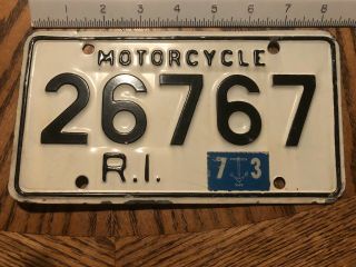 1973 Rhode Island Motorcycle License Plate Vintage Antique Indian 26767