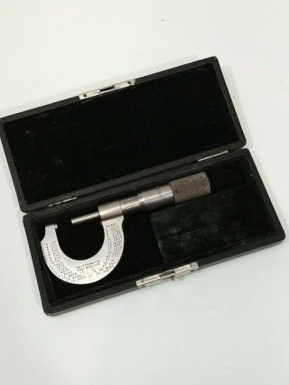 Vintage Starrett No.  209 - C Outside Micrometer 0 - 1in.  Hard Case Usa