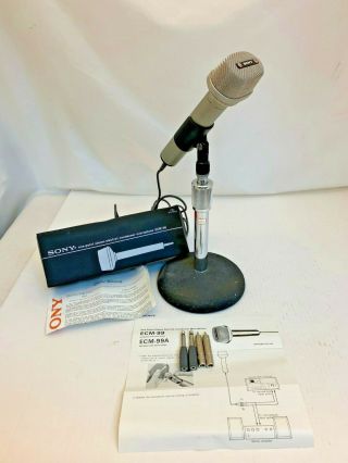 Sony One Point Stereo Electret Condenser Mic Ecm - 99 W/ Stand And Case Vintage