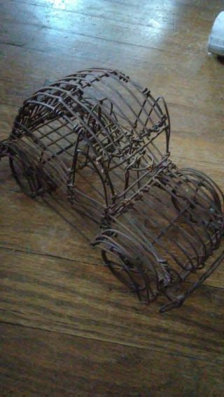 Vintage Sculpture Art Metal Wire Volkswagen Beetle Buggy Car