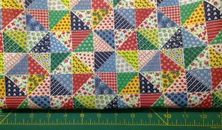 Vintage Cheater Quilt Fabric - Triangle / Windmill 1 1/4 " Length 2 3/4 X 2 Yds
