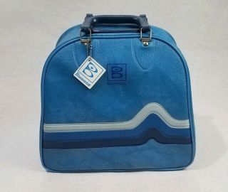 Vintage Brunswick Bowling Bag Rare Color Blue Wire Rack Wave Case Big Lebowski