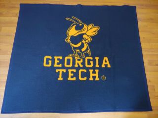 Biederlack Georgia Tech Throw Blanket 46 X 34 - Vtg 80 