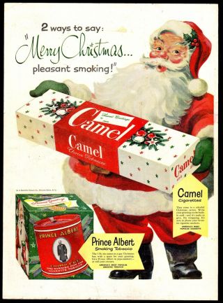 1953 Santa Claus Vintage Camel Cigarettes Prince Albert Tobacco Christmas Ad