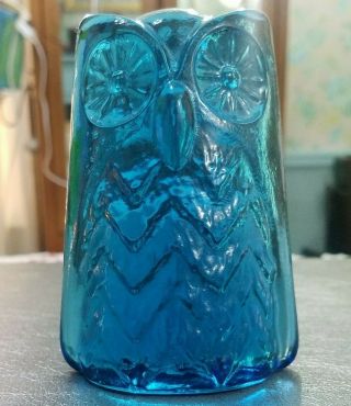 Rare Vintage Mid Century Blenko Glass Owl Figurine Bookend Paperweight