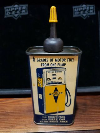 Vintage Sunoco Household Oiler Oil Can W/gas Pump Ad Great Patina Estate Find