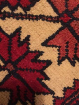Vintage Geometric Runner Hand - Knotted Rug Wool Red 3