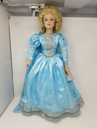 Vintage 1987 Danbury Limited Porcelain 24 " Cinderella Doll In Blue Dress