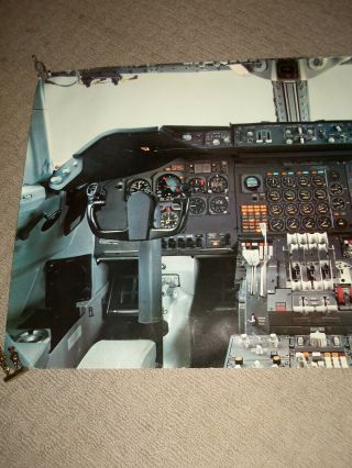 Vintage Airlines Airplane Inside Cockpit Photo Poster 40 " X 23.  5 " Boeing 747