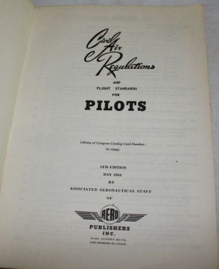 Vintage Civil Air Regulations Flight Standards For Pilots 1956 16th Edition 2