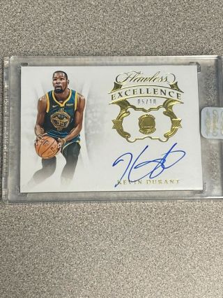 Kevin Durant 2018 - 19 Flawless Auto /10 On Card Warriors Nets Panini Uncirculated