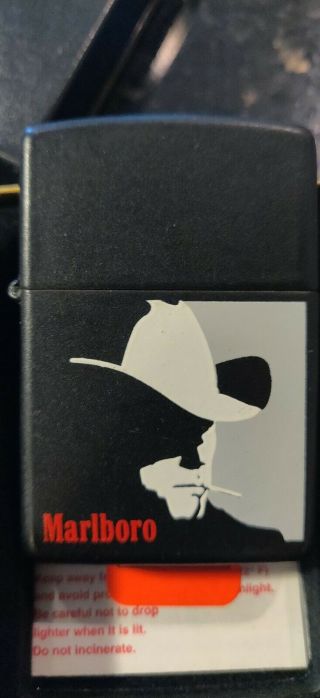 Zippo Marlboro Man Cowboy Flat Matte Black Lighter