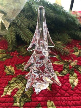 Vintage Lead Crystal Clear Glass Christmas Tree 6”
