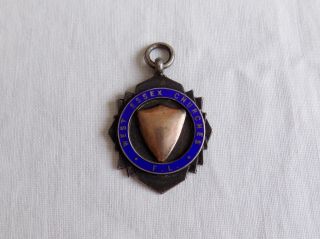 Vintage Silver Enamel Fob Medal West Essex Churches Football Winners 1932 - 3