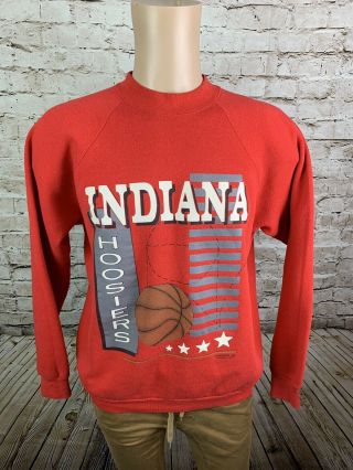 Vintage Indiana Hoosiers Men’s L Xl Sweatshirt Basketball 90’s Red Crewneck