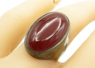 925 Sterling Silver - Vintage Large Oval Carnelian Cocktail Ring Sz 7 - R12859