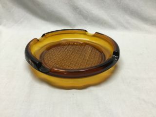 Vintage 8” Round Amber Glass Ashtray Ash Tray for Smoking Stand 2