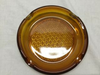 Vintage 8” Round Amber Glass Ashtray Ash Tray for Smoking Stand 3