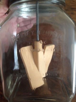 Antique Dazey Butter Churn no.  40 - 1922 Embossed 4 qt.  Glass Jar Wood Paddles 3