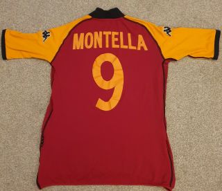 As Roma Vintage Kappa Cl Home Football Shirt 2002/03 Montella 9 Size Large