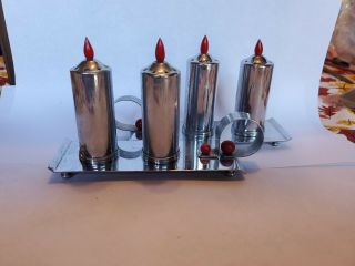 Vintage Antique Metal Candle Stick Salt & Pepper Shakers Made In Occupied Japan
