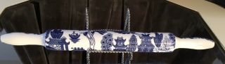 Vintage Blue Willow Porcelain Ceramic Rolling Pin Pastry Pin Chinoiserie Repair