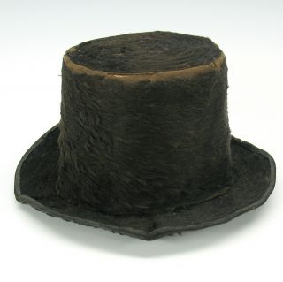 Rare antique miniature Beaver Top Hat 19th Century for Teddy bear 2