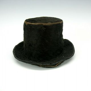 Rare antique miniature Beaver Top Hat 19th Century for Teddy bear 3