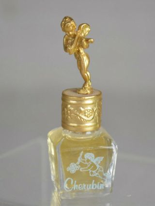 Rare Vintage Gold Cherub Figural Mini Perfume Mkd Cherubin Bottle Playing Violin
