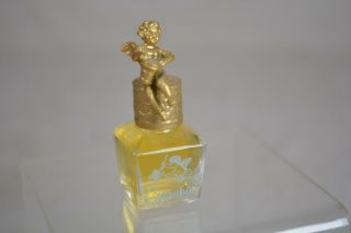Rare Vintage Gold Cherub Figural Mini Perfume Mkd Cherubin Bottle Playing Drum