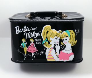 Vintage Mattel Barbie / Midge Black Train Case No Splits 3