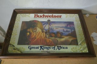 Vintage Budweiser " Great Kings Of Africa " King Jaja Of Obopo Beer Sign / Mirror