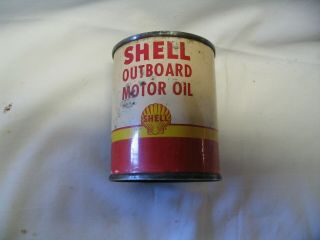 Vintage 1/2 Pint Metal Shell Outboard Motor Oil Can - - Full