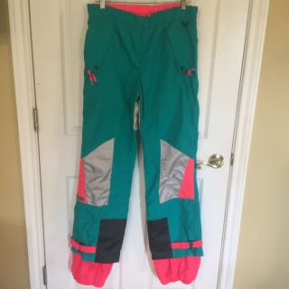 Vintage Columbia Snowboard Ski Pants Mens S Small Color Block Retro Nylon
