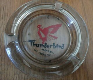 Vintage Mid Century Glass Thunderbird Hotel Ashtray Las Vegas