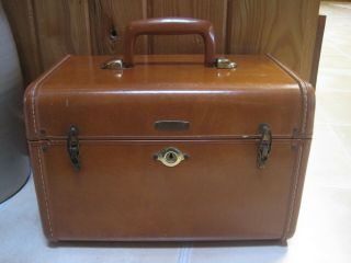 Vintage Samsonite Luggage Hard Side Train Case Brown 4612