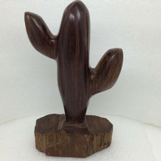 Vintage Ironwood Cactus Sculpture Hand Carved Wood Mexico Great Detail 6 "