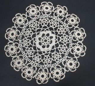 9” Antique Vintage Cream Colored Tatted Lace Doily,  Tatting - Vintage