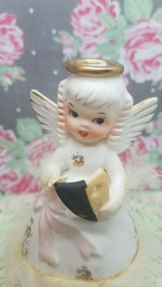 Vintage Napco October Birthday Angel Figurine With Fur Box B76