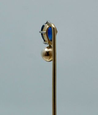 Antique 14K Blue Sapphire White Pearl Stickpin Stick Pin Brooch Vintage Gold Old 3