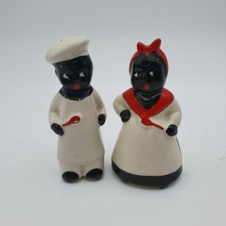 Vintage Black Face Salt And Pepper Shakers Black Americana 1950s - 1960s