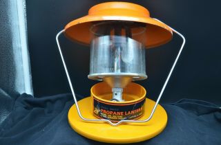 Vtg Sears Orange 175 Watts Double Mantle Propane Lantern - No.  672782/202 - Box