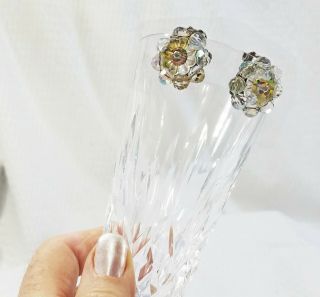 Vintage Faceted Aurora Borealis Crystal Glass Flower Cluster Clip - On Earrings