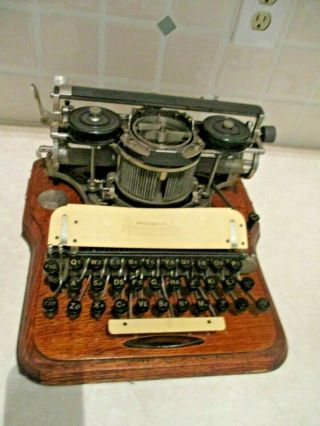 Antique Early 1900s Hammond Typewriter In Wood Oak Case