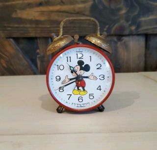 Vintage Walt Disney Mickey Mouse Wind Up Alarm Clock West Germany