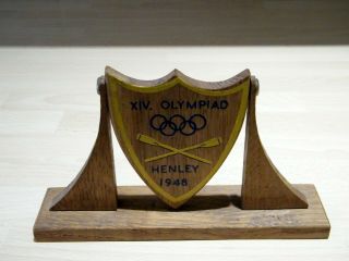 Vintage 1948 Olympiad Xiv Henley Regatta Souvenir Wooden Shield