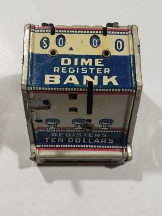 Vintage Antique Tin Litho Coin Dime Register Bank J Chein & Co